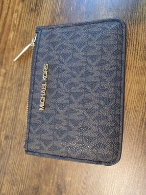 Michael Kors Card Holder Zipper Pouch ID Jet Set Brown Large Logo
